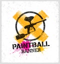 Paintball Marker Gun Vector Splat Banner on Grunge Background Royalty Free Stock Photo