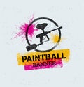 Paintball Marker Gun Vector Splat Banner on Grunge Background