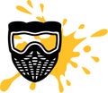 Paintball mask with yellow splash Royalty Free Stock Photo