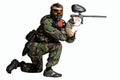 Paintball player in action isolated Royalty Free Stock Photo