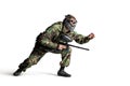 Paintball player in action isolated Royalty Free Stock Photo