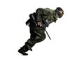 Paintball player in action isolated Royalty Free Stock Photo