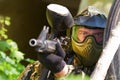 Paintball player with gun Royalty Free Stock Photo