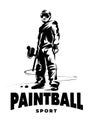 Paintball player with gun