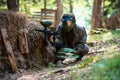 Paintball player Lying Down Royalty Free Stock Photo