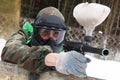 Paintball player in shooting Royalty Free Stock Photo