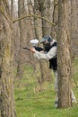 Paintball player under attack Royalty Free Stock Photo