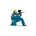 Paintball player. Vector Illustration.