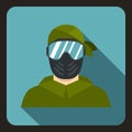 Paintball player wearing protective mask icon Royalty Free Stock Photo