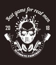 Paintball sport club with best game for real men slogan monochrome logotype.