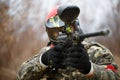 Paintball sport player wearing protective mask Royalty Free Stock Photo