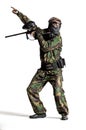 Paintball team in action forest location Royalty Free Stock Photo