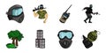 Paintball, team game icons in set collection for design.