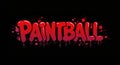 Bold Paintball Design with Red Splatter on Black Dynamic Background Royalty Free Stock Photo