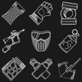 Paintball white line icons Royalty Free Stock Photo