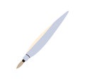 Paintbrush, art tool. Paint brush, drawing supplies, stationery item with bristle and thick handle of rounded shape