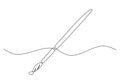 Paintbrush continuous one line drawing vector. Illustration of art brush tool for painter