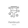 paintbrush icon vector from activist collection. Thin line paintbrush outline icon vector illustration. Outline, thin line