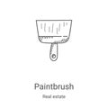 paintbrush icon vector from real estate collection. Thin line paintbrush outline icon vector illustration. Linear symbol for use Royalty Free Stock Photo