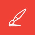 Paintbrush Line Icon On Red Background. Red Flat Style Vector Illustration Royalty Free Stock Photo