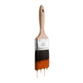 Paintbrush loaded with brown color dripping off the bristles.