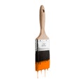 Paintbrush loaded with orange color dripping off the bristles. Royalty Free Stock Photo