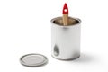 Paintbrush in an Open Tin Can with Clipping Path Royalty Free Stock Photo