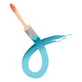 Paintbrush with paint color wet. Colorful drawing brush. Paint template of art, vector hand drawn illustration. Isolated