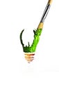 Paintbrush paint a light bulb green and orange