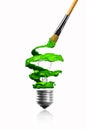 Paintbrush paint spiral color trace light bulb