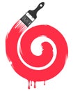 Paintbrush and spiral paint trail Royalty Free Stock Photo