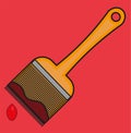 Paintbrush vector drawing on a soft red background