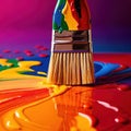 Paintbrush with vibrant splashing colors, showing artistic creativity and brilliance