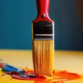 Paintbrush with vibrant splashing colors, showing artistic creativity and brilliance