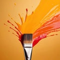 Paintbrush with vibrant splashing colors, showing artistic creativity and brilliance