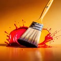 Paintbrush with vibrant splashing colors, showing artistic creativity and brilliance