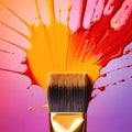 Paintbrush with vibrant splashing colors, showing artistic creativity and brilliance