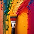 Paintbrush with vibrant splashing colors, showing artistic creativity and brilliance