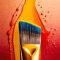 Paintbrush with vibrant splashing colors, showing artistic creativity and brilliance