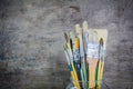 Paintbrushes in a glass jar