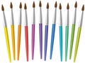 Paintbrushes Loosely Arranged Rainbow Colored Collection Royalty Free Stock Photo