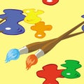 Paintbrushes and paint spots seamless pattern Royalty Free Stock Photo