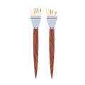 Paintbrushes for painting. Paint brushes with angular wash bristles. Artists wide drawing tools with wood handle