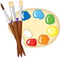 Paintbrushes and palette of paints