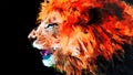 Painted abstract portrait of a male African lion Royalty Free Stock Photo