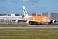 Painted ANA Airbus A380-800 from at the Airbus Plant in Finkenwerder, Germany