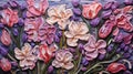 Stunning Freesia Art: A Handcrafted 3d Painting Of Purple, Pink, And White Flowers Royalty Free Stock Photo