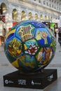 View of painted ball. Mexico fan zone during to FIFA world cup Russia 2018. Color photo.