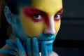 Painted beautiful woman face, artistic make up, body and face ar Royalty Free Stock Photo