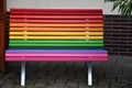 Painted bench in rainbow colors Royalty Free Stock Photo